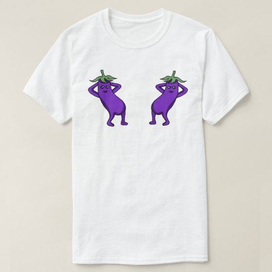 Hand Drawn Cartoon Cute Eggplants Posing T-Shirt (Design vorne)
