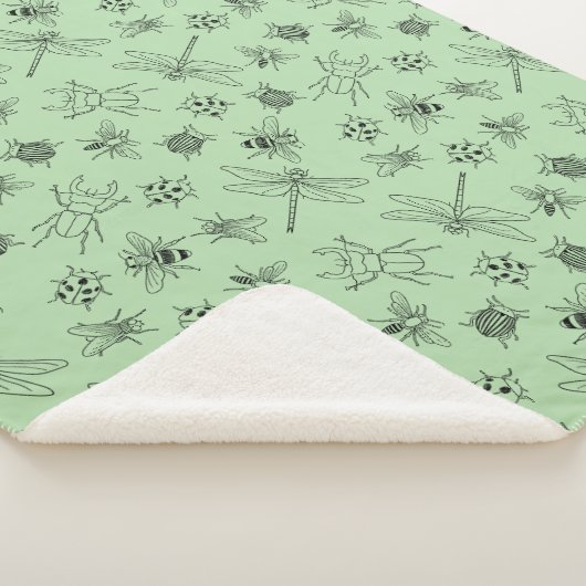 Hand-Drawn Cartoon Insects Pattern Throw Blanket Sherpadecke (3/4)