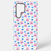 Hand Drawn Cat Paws Hearts Meows Pink Blue Green Samsung Galaxy Hülle (Rückseite)