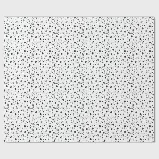 Hand Drawn Celestial Night Sky Pattern Geschenkpapier (Flach)