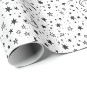Hand Drawn Celestial Night Sky Pattern Geschenkpapier (Rolleneckpunkt)