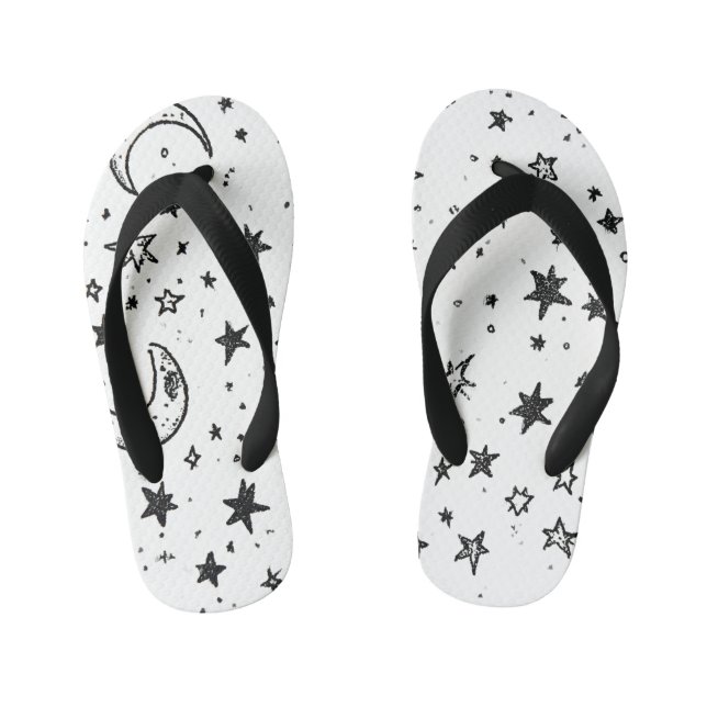 Hand Drawn Celestial Night Sky Pattern Kinderbadesandalen (Fußbett)