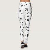 Hand Drawn Celestial Night Sky Pattern Leggings (Rückseite)