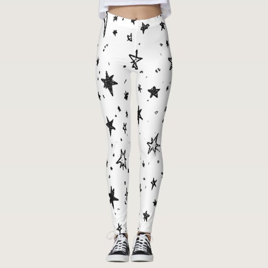 Hand Drawn Celestial Night Sky Pattern Leggings (Vorderseite)