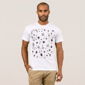 Hand Drawn Celestial Night Sky Pattern T-Shirt (Vorne ganz)