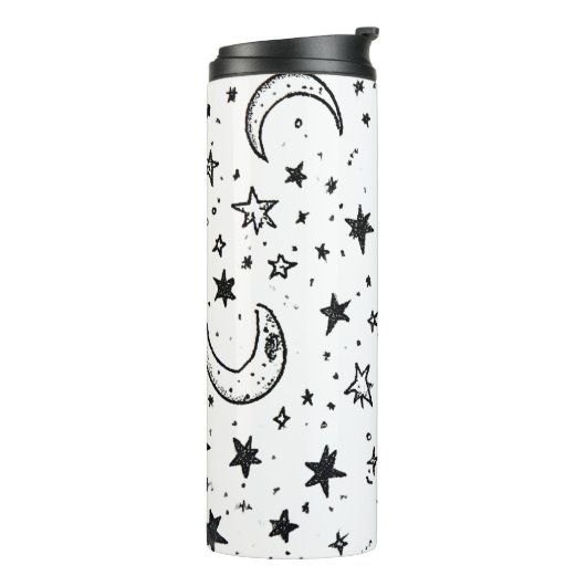 Hand Drawn Celestial Night Sky Pattern Thermosbecher (Nach links gedreht)