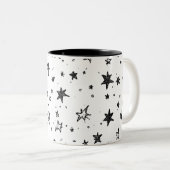 Hand Drawn Celestial Night Sky Pattern Zweifarbige Tasse (VorderseiteRechts)