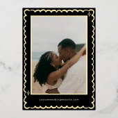 Hand Drawn Celestial Wedding Save the Date in Gold Folieneinladung (Rückseite)