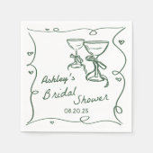 Hand Drawn Champagne Brautparty Napkins Serviette (Vorderseite)