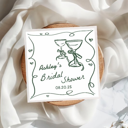 Hand Drawn Champagne Brautparty Napkins Serviette