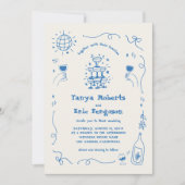 Hand Drawn Champagne Cocktail Whimsical Wedding Einladung (Vorderseite)