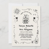 Hand Drawn Champagne Cocktail Whimsical Wedding Einladung (Vorderseite)