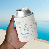 Hand Drawn Champagne Französische Disco-Gastgesche Dosenkühler