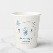 Hand Drawn Champagne French Disco Hochzeit Pappbecher (Vorderseite)