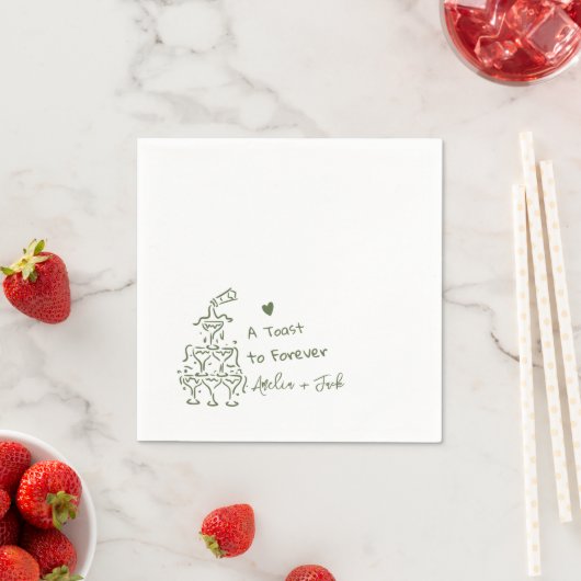 Hand Drawn Champagne Glass Tower Wedding Napkins Serviette (Beispiel)