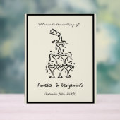 Hand Drawn Champagne Tower Retro Welcome wedding Acrylschild (Neutral)