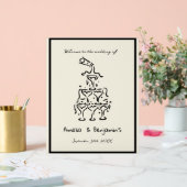 Hand Drawn Champagne Tower Retro Welcome wedding Acrylschild (Hochzeit)