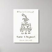 Hand Drawn Champagne Tower Retro Welcome wedding Leinwanddruck (Vorderseite)