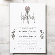 Hand Drawn Chandelier Bow Wedding Website