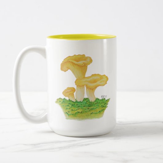Hand Drawn Chanterelle Mushroom Zweifarbige Tasse (Links)