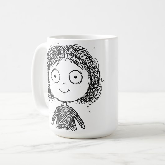 Hand-Drawn Character Illustration – Artistic Kaffeetasse (Vorderseite Links)