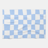 Hand Drawn Checkerboard Pattern (sky blue/white) Geschirrtuch (Horizontal)