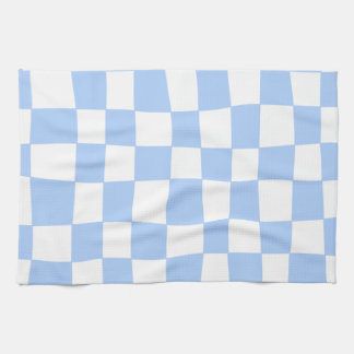 Hand Drawn Checkerboard Pattern (sky blue/white) Geschirrtuch