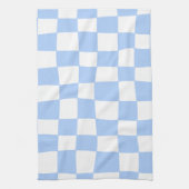Hand Drawn Checkerboard Pattern (sky blue/white) Geschirrtuch (Vertikal)