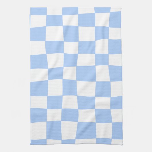 Hand Drawn Checkerboard Pattern (sky blue/white) Geschirrtuch (Vertikal)