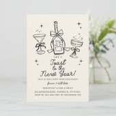 Hand Drawn Cheers New Years Eve Party In Einladung (Stehend Vorderseite)