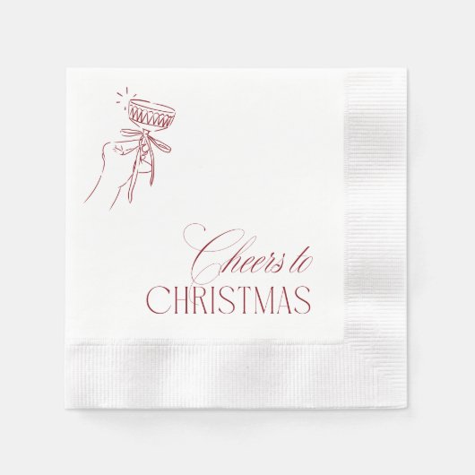 Hand Drawn "Cheers to Christmas" Holiday Party Serviette (Vorderseite)