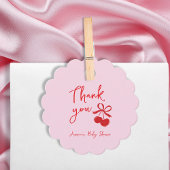 Hand Drawn Cherry Bow Danke Baby Dusche Geschenkanhänger