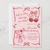 hand-drawn cherry martini birthday einladung (Vorderseite)