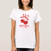 Hand Drawn Cherry Niedlich Bow Red Mama T-Shirt (Vorderseite)