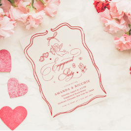 Hand Drawn Cherub Vintage Cupid Engagement Party Einladung