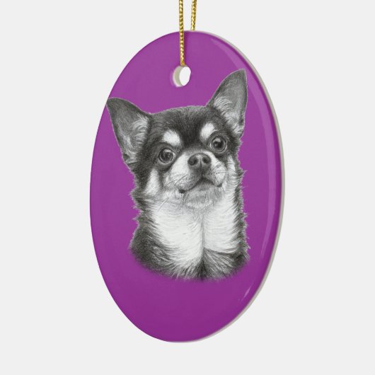 Hand Drawn Chihuahua Artwork Keramik Ornament (Links)