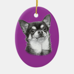Hand Drawn Chihuahua Artwork Keramik Ornament