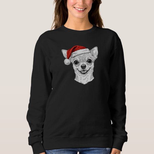 Hand-Drawn Chihuahua Christmas Custom Name Dog Sweatshirt (Vorderseite)