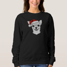 Hand-Drawn Chihuahua Christmas Santa Dog Portrait Sweatshirt