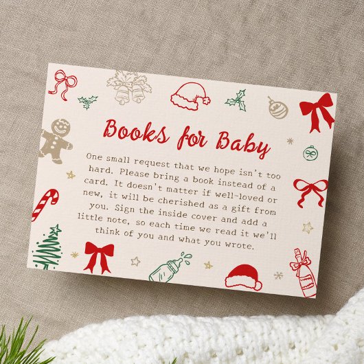 Hand Drawn Christmas Baby Shower Books for Baby Begleitkarte
