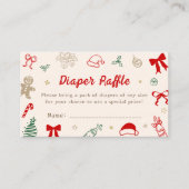 Hand Drawn Christmas Baby Shower Diaper Raffle Begleitkarte (Vorderseite)