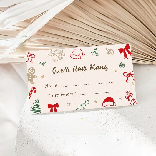 Hand Drawn Christmas Baby Shower Guess How Many Begleitkarte