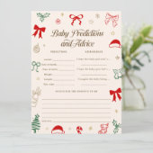 Hand Drawn Christmas Baby Shower Predictions Game Einladung (Stehend Vorderseite)