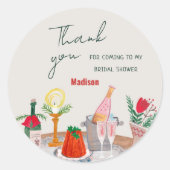 Hand Drawn Christmas Brautparty Danke Runder Aufkleber (Vorderseite)