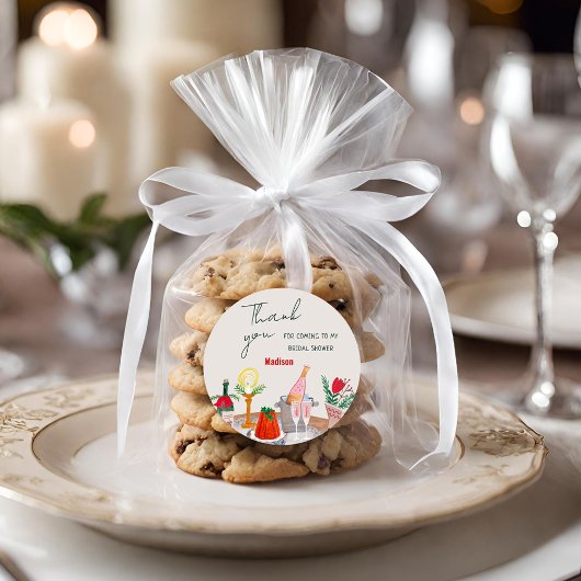 Hand Drawn Christmas Brautparty Danke Runder Aufkleber