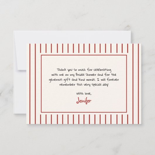 Hand Drawn Christmas Bridal Shower Dankeskarte (Rückseite)