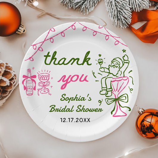 Hand Drawn Christmas Bridal Shower Pappteller