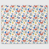 Hand Drawn Christmas Crayon Style Santa Pattern Geschenkpapier (Flach)