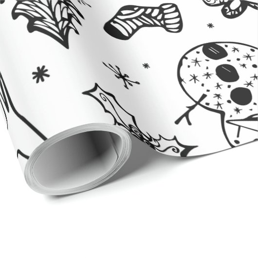 Hand Drawn Christmas Doodle Geschenkpapier (Rolleneckpunkt)