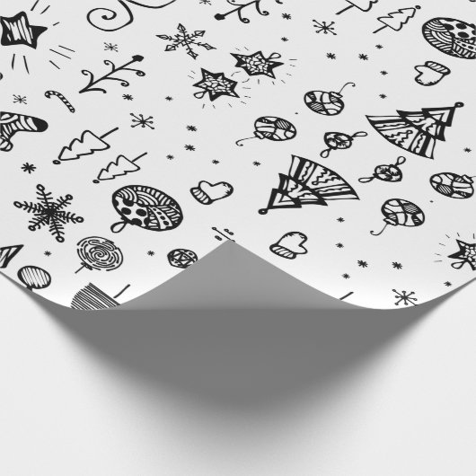 Hand Drawn Christmas Doodle Geschenkpapier (Ecke)